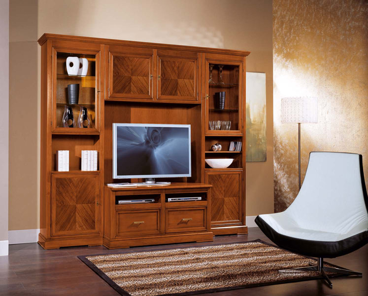 Parete componibile in legno, collezione Berna