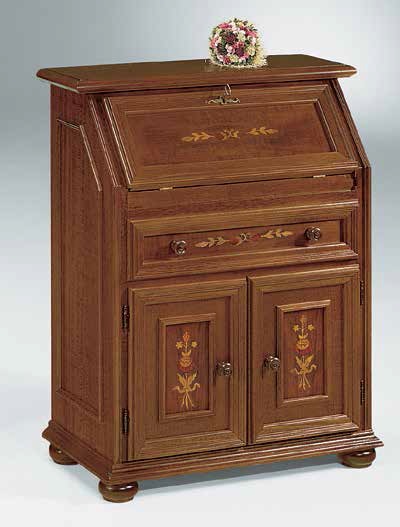Bureau intarsiato in noce, collezione Praga